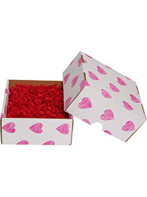 Texkid Pembe Kalp Baskılı Hediye Kutusu 15*16*8 cm