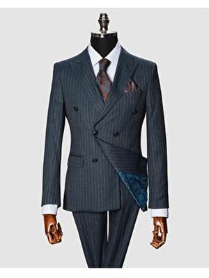 Echol Ech. 2344 Dokulu Dar Çizgili Kruvaze Takım