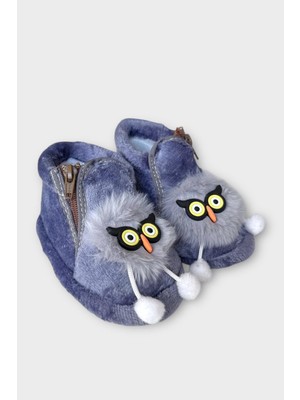 Liger Çocuk Sevimli Baykuş Figürlü Panduf Füme