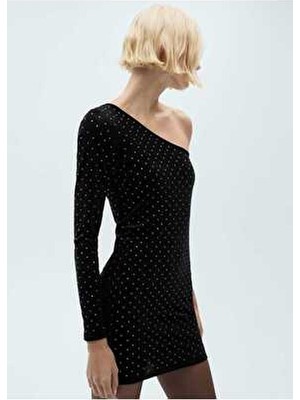 Mango Woman Strass Asimetrik Elbise