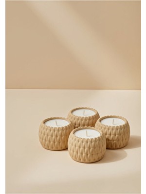 Bebuto Dokulu 4’lü Beton Tealight Mumluk Seti