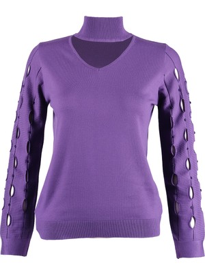 Vedi Minimalist V Yaka Detaylı Kesim Kadın Kazak - 2025 Trendleri