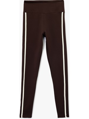 Koton Yüksek Bel Biyeli Slim Fit Spor Tayt