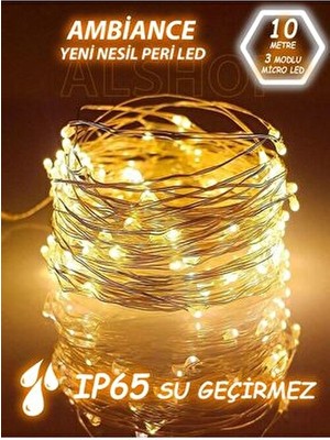 Alshop 10 Metre Sarı Renk Yeni Nesil Peri LED Işık 3 Fonksiyonlu Enerji Tasarruflu Özellik