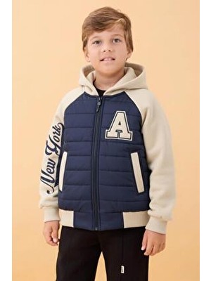 Perendi Erkek Çocuk Içi Peluşlu Kapitone Kapüşonlu Kolej Ceket – Indigo