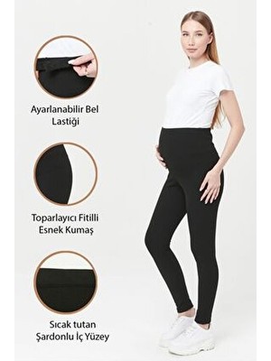 Luvmabelly MYRA8068 Toparlayıcı Fitilli Termal Içi Şardonlu Sıcak Tutan Beli Ayarlanabilir Hamile Ta