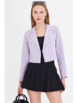 Armonika Kadın Lila Tek Düğmeli Crop Ceket ARM-23Y001064