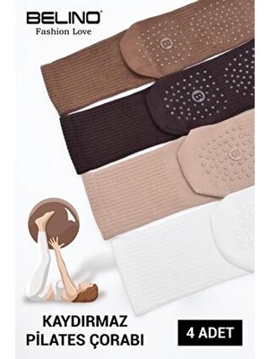 Kadınlar İçin Taban Altı Kaydırmaz Hamile, Dans ve Pilates çorabı 4 Lü Paket