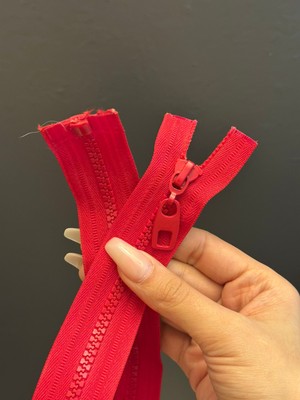 Gönülden Tasarım 52X3 cm Kırmızı Dişli Fermuar