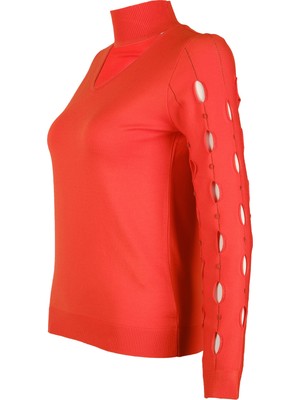 Vedi Minimalist V Yaka Detaylı Kesim Kadın Kazak - 2025 Trendleri