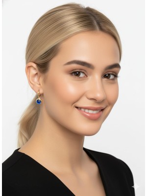 925 Ayar Papatya Silver Nazar Göz Halka Küpe.nazar Küpe.rose.gold.rodaj