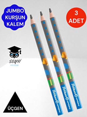 Pelikan Jumbo Üçgen Kurşun Kalem 3 Adet Combino Hayvan Desenli Başlangıç Kalemi B Derece