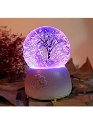 Gezginimport Hayat Ağacı Tasarımlı Müzikli Işıklı Kar Küresi Vintage Tarz Dekoratif