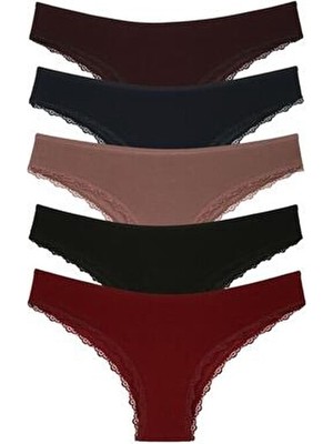 Nicoletta Kadın Külot 5 Li Paket Brazillian Bordo