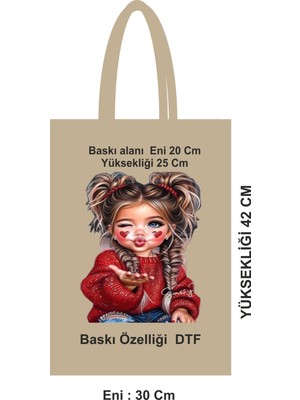 Dtf Baskılı Ham Bez Poşet 30X42 cm Saplı – 46 Tel Kalın Kumaş
