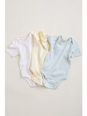 Bondberro 3'lü Set %100 Pamuk Bebek ve Çocuk Zarf Yaka Zıbın & Body