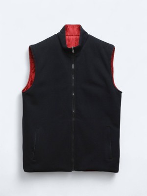 Kip Kırmızı Regular Fit Dik Yaka Casual Örme Çift Taraflı Spor Yelek