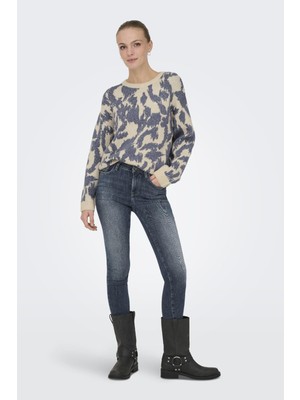 Only Gigi Ls Glitter O-Neck Kadın Triko Kazak – Işıltılı Bisiklet Yaka