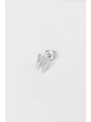 So CHIC My Story W Harfi 18 Ayar Beyaz Altın Kaplama Gümüş Tek Küpe