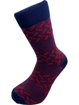 Dore Kırmızı Çizgili Renkli Desenli Erkek Çorap