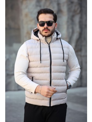 Mero Life Erkek Standart Fit Çıkarılır Kapüşonlu Cepli Fermuarlı Şişme Yelek