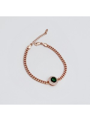 Mavika Jewellery 18K Rose Gold Plated Green Glow Bileklik