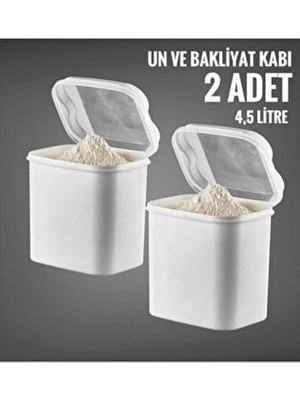 Vip Ahmet 2 Li Un ve Bakliyat Kabı 4,5 Litre Beyaz (Masal Saklama Kabı Beyaz)