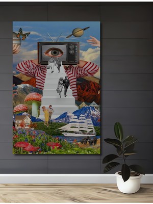 Teona Ahşap Kelebek Uçuşu ve Yolculuk Rüyası Yağlı Boya Görünümlü Dekoratif Ahşap Tablo Dikdörtgen Tablo