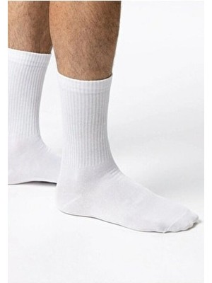 Esinti Tenis Çorabı Fitilli Beyaz Unisex Soket Tenis Çorap 6 Adet
