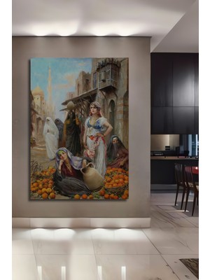 Teona Ahşap Oryantal Kadınlar Portresi Yağlı Boya Görünümlü Dekoratif Ahşap Tablo Dikdörtgen Tablo