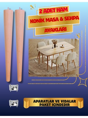 Orçin Ahşap 70 cm 2 Adet Konik 4 Renk Seçeneği Masa&sehpa Ayakları