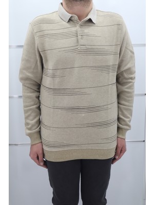 Santa Fistan Store Erkek Desenli Spor Kesim Normal Kalıp Polo Yaka Selanik Kumaşlı Kışlık Kazak