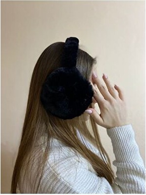 Sema Aksesuar Siyah Soğuktan Koruyucu Soft Peluş Tüylü Kışlık Kulaklık - Yumuşak