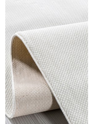 Konfor Halı Level LE006 Beyaz Hav Toz Vermez Salon Mutfak Koridor Oturma Odası Yolluk Halı