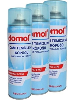 Domol Cam ve Parlak Yüzeyler İçin 500 ml X3 Cam Temizleme Köpüğü Çiziksiz Parlaklık Sağlar