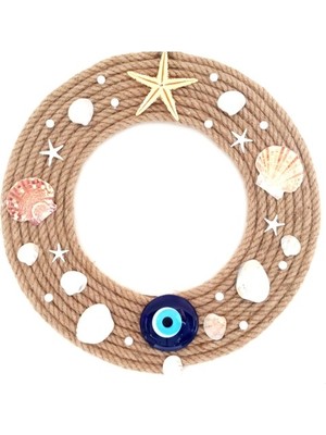 Deniz Yıldızlı Incili Nazar Boncuklu Duvar ve Kapı Süsü