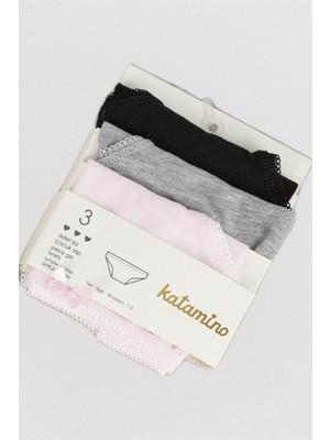 Katamino Kız Çocuk Pamuklu 3'lü Slip Set K128375 Gri