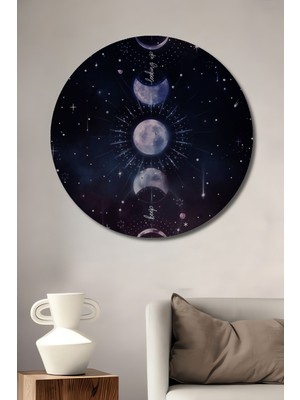 Teona Ahşap Evrenin Gızemlı Döngüsü Ahşap Dekoratif Tablo Yağlı Boya Görünümlü Sanat Eseri Yuvarlak Tablo