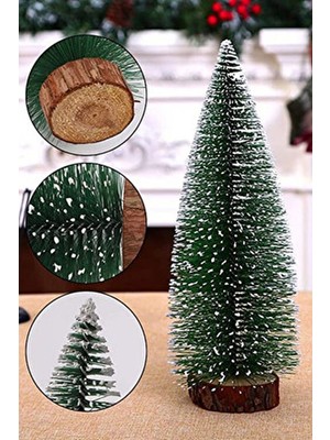 Bosphorus Online Mini Hediyelik Masaüstü Çam Ağacı, Dekoratif Kar Kaplı Noel Süsü, Karlı Ağaç 20 cm