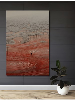 Teona Ahşap Minimalist Manzara Siyah Beyaz Görünümlü Sanat Ahşap Dekoratif Tablo Dikdörtgen Tablo