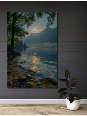 Teona Ahşap Harika Gün Batımı Manzaralı Soyut Sanat Ahşap Dekoratif Tablo Dikdörtgen Tablo