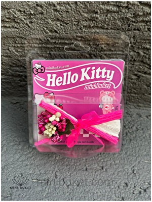 Hello Kitty Pembe Love Flowers Mini Buket, Hot Flowers, Sevgiliye Hediye Solmayan Çiçek