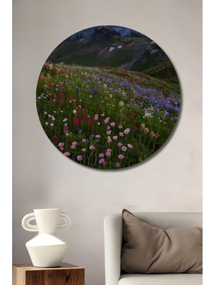 Teona Ahşap Doğa Manzarası Yağlı Boya Görünümlü Ahşap Dekoratif Tablo Yuvarlak Tablo