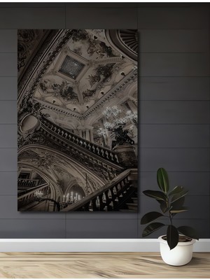 Teona Ahşap Barok Saray Merdivenleri Yağlı Boya Görünümlü Dekoratif Ahşap Tablo Dikdörtgen Tablo