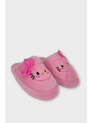 Liger Hellokitty Figürlü Sıcak Tutan Kışlık Kadın Ev Terliği Pembe