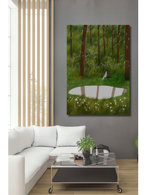 Teona Ahşap Ormanda Oturan Kadın Sylu Boya Görünümlü Ahşap Dekoratif Tablo Dikdörtgen Tablo