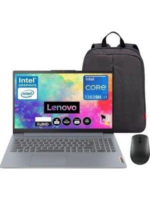 Lenovo Ideapad Slim 3 Intel Core I7 13620H 16GB 512GB SSD 16" Wuxga IPS Windows 11 Pro Taşınabilir Bilgisayar Snertech Çanta+Mouse