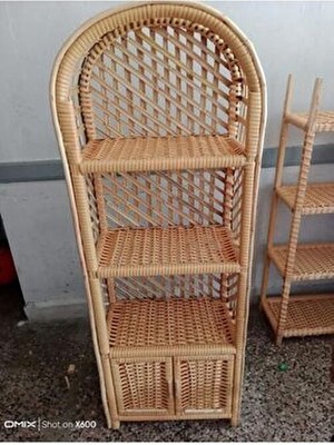 Universe Desing Plastik Hasır Örme 4 Raflı 1 Kapaklı Kitaplık