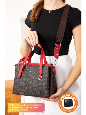 Just Polo Orijinal Kadın Yeni Sezon 3 Bölmeli Lüks Yumuşak Deri Ayarlanabilir Çapraz Kolon Askılı Omuz Çantası