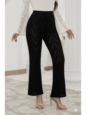 Passense Kadın Yüksek Bel Bağcıklı Desenli Trikopantolon